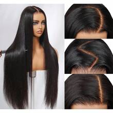 Uveous 40 50 Inch 250% Density Bone Straight Glueless Wear And Go Human Hair Wigs Pre Cut Pre Plucked With Baby Hair, Tiny Knots 5x5 Lace Closure Glueless Wig Ready To Wear Human Hair For Women Friendly For Beginners - Natural Black - View 4