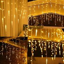 Icicle Christmas Lights, 11.5ft 96 LED Connectable Icicle String Lights With 16 Drops, Window Curtain Fairy Lights With 8 Modes, Icicle Fairy Twinkle Lights For Christmas Decorations - Warm White - View 10