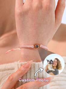 1 Stück anpassbares Foto-Projektionsarmband, buntes geflochtenes Edelstahl-Armband für Paar, geeignet für Männer, Frauen, Paar, Familie, Fotoerinnerungen, personalisiertes Geschenk für Feiertage, Muttertag, Vatertag, Valentinstag, Geburtstag