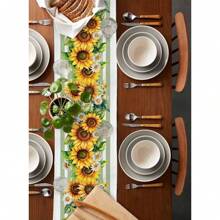 Summer Sunflower Table Flag, Green And Yellow Elements Are Matched To Give People A Refreshing And Relaxing Feeling, Used For Desktop Decoration