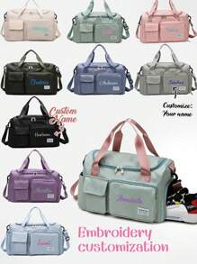 1 pezzo Borsa da viaggio multifunzionale personalizzabile per donne, borsa da palestra con scomparto asciutto/bagnato, manica trolley convertibile, borsa a tracolla con ricamo alla moda, borsa a tracolla pieghevole con scomparto per le scarpe, ottimo regalo per madre, amici, Natale, San Valentino, Festa della Mamma, Festa dell'Insegnante, Festa degli Infermieri, compleanno, forniture scolastiche, studenti di scuola media, studenti di scuola superiore, studenti universitari, matricole, studenti del secondo anno, studenti più giovani