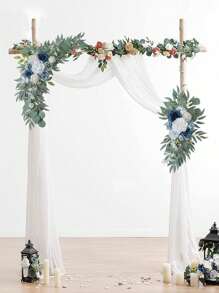 2pcs-Outdoor Wedding Arch Flowers, - Wedding Arch - Mr. & Mrs. - Artificial Dusty Roses Wedding Flowers For Wedding Welcome Sign Decorations And Wedding Ceremony Reception - Outdoor Arch Garland (Multiple Styles)
