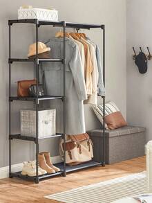 RYG024G02 Storage Cabinet, Folding Wardrobe, Wardrobe, Metal Wardrobe With Hanging Bars, Clothes Rack, Organizer For Cloakroom, Bedroom, 43 X 112 X 165 Cm, Grey - 灰色 - 查看 3