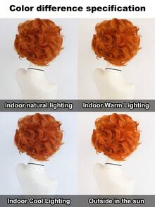 Men's Orange Short Curly Anime Cosplay Wig With Bangs For School Parties Costume Wig, Heat Resistant Synthetic Hair Wigs For Carnival Holiday Vacation Photography Comic Con Cartoon Show Wear, For Thanksgiving Day Christmas Gifts Party - Orange - View 7