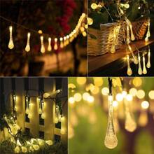 Solar String Lights, Small Crystal Ball/Waterdrop-Shaped Lights, Outdoor String Lights, With 8 Lighting Modes, Waterproof, Powered By Solar Energy. Suitable For Summer Gardens, Yards, Porches, And Can Be Used For Wedding And Party Decorations (Warm White).