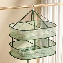 1件家用晾衣篮双折叠网状晾衣篮衣服晾晒篮晾衣网毛衣内衣网晾衣架袜子晾晒篮晾衣网平板晾衣架多功能网状干衣机适用于各种衣服晾衣架 - 彩色 - 查看 9