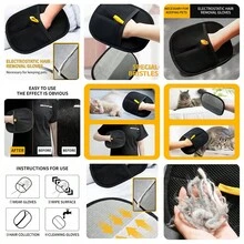 Pet Static Hair Removal Gloves - Black Polypropylene Cat Grooming Gloves With Yellow Accents, Effective For Removing Fur And Dander, Ideal For Cats And Dogs, Pet Grooming Essentials | Stylish Pet Accessories | Pet Grooming Gloves - Multicolor - View 9