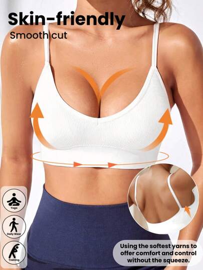 1pc Racerback Sports BH Women, Seamless Com Tafel Thin Strap Verleidelijke Neck Camisole, Wear, Yoga