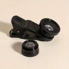 1 set d'objectifs universels à clip 3-en-1 - grand angle, macro, objectif fisheye pour téléphones - accessoires de téléphone haut de gamme pour une expérience de photographie améliorée (il y a un total de deux objectifs).