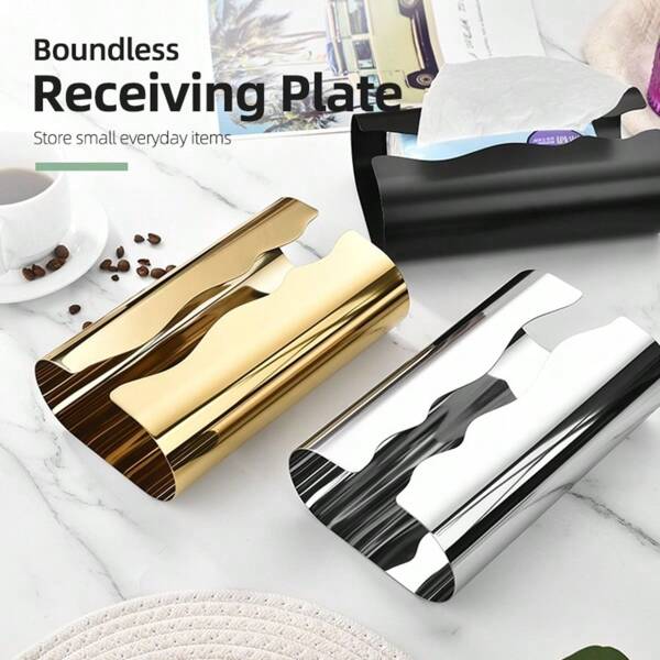 1pc Stainless Steel Elegant Rectangular Tissue Box Holder - Polished Finish, Perfect For Living Room, Bathroom & Dorm Decor School Supplies,Back To School