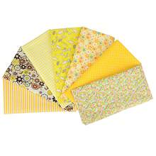 7pcs Cotton Fabric DIY Patchwork Materials, Scrap Fabric Pack, Suitable For DIY Patchwork, Quilting, Patchwork Pillow And More - Yellow - View 4