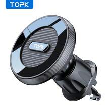 TOPK Magnetic Car Phone Mount , Powerful Magnetism Premium Quality Support Single-Hand Operation Metal Hook Magnetic Car Phone Holder Compatible With IPhone 17 16 15 14 13 12 Pro Max Plus - Black - View 3