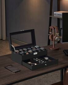 Cajas y organizadores de relojes - Regreso a la escuela Almacenamiento para dormitorios, Regalo de Navidad - Negro - Ver 1