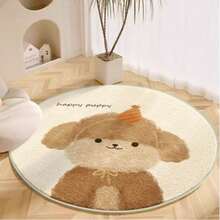 1pc Round Cute Cartoon Fleece Blanket, Colorful, Adorable Carpet, Soft Round Children's Play Mat, Carpet, Soft Plush Rug, Suitable For Bedroom, Living Room, Nursery, Room Decor, Home Decor, 60cm/100cm