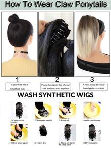 24 Inch Long Straight Ponytail Hair Extensions Synthetic Fake Pony Tails Hairpieces Clip In Ponytail Extension For Women Girls Daily - Multicolor - View 10