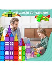 60 piezas de bloques de construcción magnéticos grandes y coloridos, juego de diseño arquitectónico, regalo de vacaciones (color aleatorio) - Multicolor - Ver 3