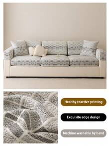 1pc Summer Breathable Jacquard Non-Slip Sofa Seat Cushion Cover, Style Cool And Skin-Friendly, Pet-Proof, Elastic Sofa Slipcover, Fits L-Shaped Sofa And 1/2/3/4 Seat Sofa
