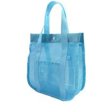 Mesh Toiletry Bag, Portable Multi-Pocket Storage Organizer Bag, Beach Tote Bag, Polyester Mesh Beach Bag - Multicolor - View 8