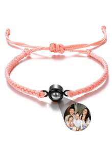 1 Stück anpassbares Foto-Projektionsarmband, buntes geflochtenes Edelstahl-Armband für Paar, geeignet für Männer, Frauen, Paar, Familie, Fotoerinnerungen, personalisiertes Geschenk für Feiertage, Muttertag, Vatertag, Valentinstag, Geburtstag