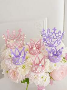 1PC Wedding Tiara Small Crown, Pearl Tiara Hair Crown, Birthday Cake Decoration Jewelry, Holiday Gifts, Wedding Bridal Headdress Supplies, Crowns, Bridesmaid Gifts, Bedroom Table Decorations, Graduation Gifts, Flower Decorative Accessories, Travel Accessories - Multicolor - View 2