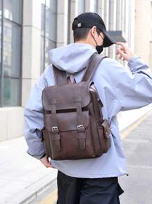 حقيبة ظهر للكمبيوتر المحمول بحجم 14.7بوصة سعة كبيرة للمراهقين البنين الرجال من جلد البولي يوريثان، حقيبة ظهر مدرسية ذات سوست عالية الجودة شنطه جامعه شنط جامعات شنطة ظهر للسفر حقيبه جامعه