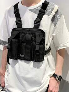 Men's Waist Pack, Summer Attached Tactical Waist Bag, Fashion Multi-Pocket Chest Bag For Men, Outdoor Sports Hiking Cycling Travel Fitness Running Chest Pack Tactical Vest Water Bottle Gun Holster Tools Belt Bag