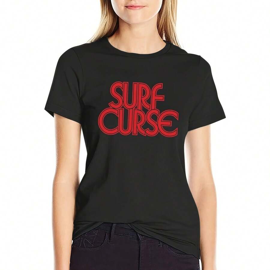 180g Pure Cotton Surf Churse Curse EUUK NORTH AMERICA T-Shirt Short Sleeve Tee Animal Print Shirt For Girls Plain T-Shirts For Wo Cotton - Black - View 1