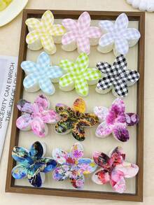 1pc/3pcs/10pcs Geometric Pattern Party Cute Street Style ABS Plastic Gradient Color Claw Clips,Large Hair Claw Hair Clips - Multicolor - View 13