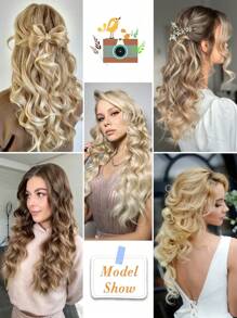 Extensions de cheveux Extensions à clipper en forme de V Extensions de cheveux ondulés Extensions synthétiques en 1 pièce seul morceau avec 5 clips de sécurité Extensions de cheveux à clipser pour usage quotidien des femmes