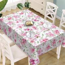 1pc Spring Floral Tablecloth, Washable Seasonal Cherry Blossom Tablecloth Suitable For Living Room, Dining Room, Dinner Party, Picnic, Home Decor