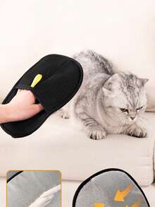 Pet Static Hair Removal Gloves - Black Polypropylene Cat Grooming Gloves With Yellow Accents, Effective For Removing Fur And Dander, Ideal For Cats And Dogs, Pet Grooming Essentials | Stylish Pet Accessories | Pet Grooming Gloves - Multicolor - View 3