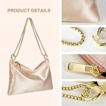 女士缎面晚装手拿包，适合婚礼、舞会、鸡尾酒会，优雅，配有 2 条可拆卸链条