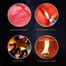 3/5/10/20/50 قطعة من فوانيس الأمنيات الورقية/فوانيس السماء/فوانيس الأمنيات، مصنوعة من مواد مقاومة للاشتعال بشكل بيضاوي، أكثر أمانًا للاستخدام.