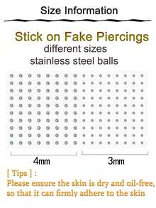 160 件无穿孔假鼻唇贴一次性肚脐眉唇穿孔饰品无穿孔耳环纽扣贴纸 3 毫米/4 毫米 - Face Sticker - 查看 6