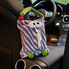 1pc Cute Monster Car Tissue Paper Holder/Car Seat Tissue Hanging Bag/Creative Cartoon Car Decor/Plush Tissue Box Cover For Bedroom
