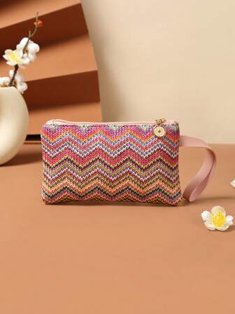 Bolsa de mão feminina colorida de tecido, estilo boêmio, para férias