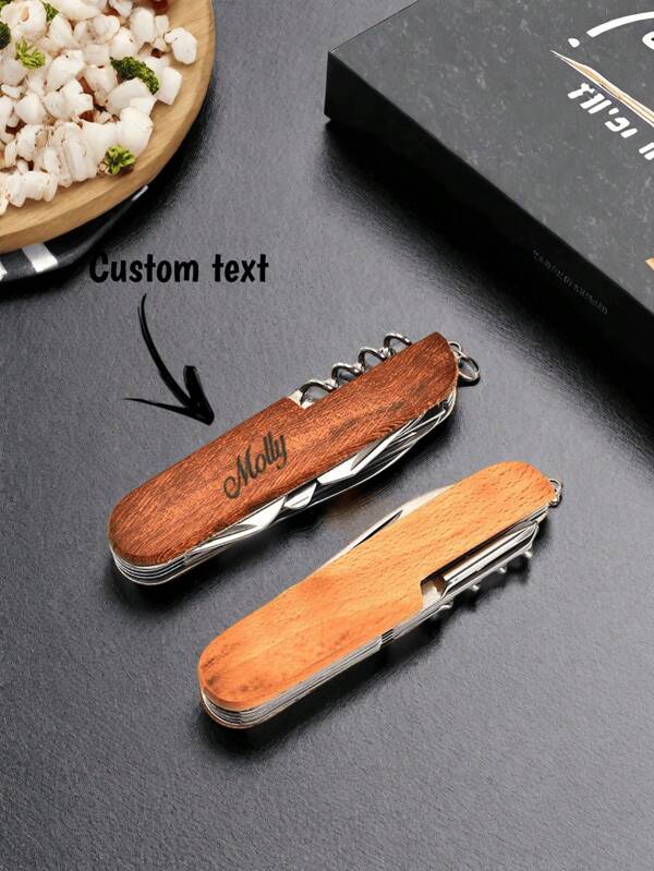 Personalized Multi-Purpose Bottle Opener, Gift For Men, Multi-Purpose Pocket Knife, Multi-Purpose Bottle Opener, Engraved Wooden Outdoor Bottle Opener, Best Man Gift