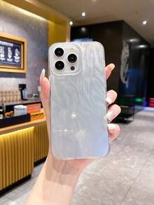 1pc Silver Feather Protective Phone Case Compatible With Apple/OPPO/Vivo/Redmi/ Series - Silver - View 1