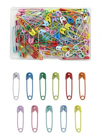 120pcs/Box Colorful Pin Brooch Candy Color Mix Small Buckle Needle Ornament Brooch Pin