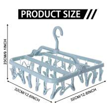 1 pièce Séchoir à linge pliable en plastique PP avec pinces à linge, avec 32 pinces, séchoir à linge suspendu et anti-vent pour les vêtements, sous-vêtements, chaussettes et plus