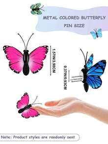 20pcs/40pcs 3D Colorful Butterfly Shaped Push Pins, Felt Pinboard Decorations, Ins Style Wall Art Display Pins, Random Style For Photo Wall, Memo Board, Bedroom, Entryway Background Decor,Back To School,School Supplies - 3D Butterfly - View 3