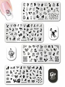 Disney 4 pezzi Piastre per Timbro Unghie  Hot cartoni animati Series /Bambi Piastra per Timbro Unghie Dalmata /Re Leone Piastra per Timbro per Arte delle Unghie