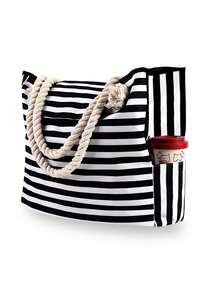 حقيبة قش عريضة متعددة الوظائف ذات سعة كبيرة ، ضرورية للسفر والعطلات والشاطئ والتخييم ، مناسبة للعائلة ومجموعات الطلاب والبنات في المناسبات والخارجية والشاطئ والسباحة والنزهات