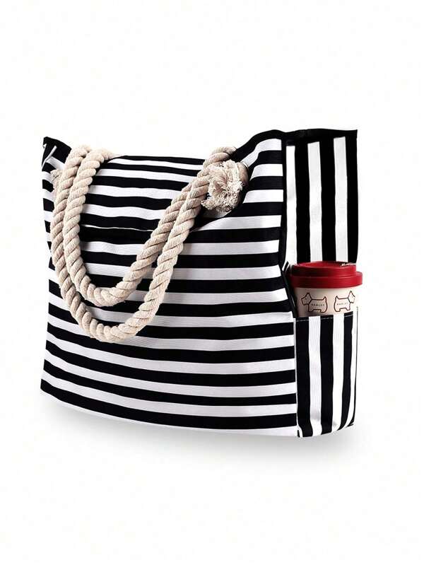 حقيبة قش عريضة متعددة الوظائف ذات سعة كبيرة ، ضرورية للسفر والعطلات والشاطئ والتخييم ، مناسبة للعائلة ومجموعات الطلاب والبنات في المناسبات والخارجية والشاطئ والسباحة والنزهات