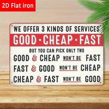 1PC Tin Sign 2D Flat, We Offer 3 Kinds Of Services, Funny Quote, Vintage Decor, 8x12 Inches/ 20x30 Cm - Multicolor - View 1