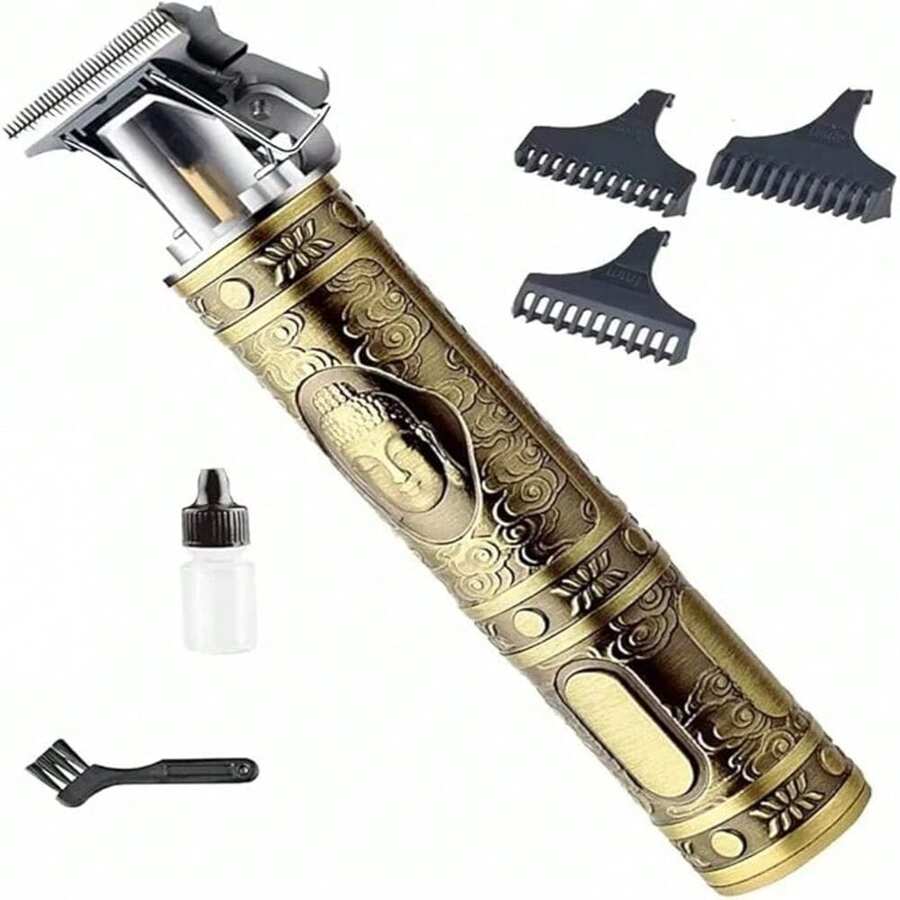 Professional Vintage Barber Rechargeable Gold Razor For Mustache, Beard And Trimming. - Gold - View 1