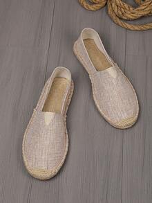 男士乐福鞋 Espadrille 休闲帆布鞋 编织透气布艺鞋 草编防滑渔夫鞋 绣花麻底鞋 白/黑/绿/蓝 休闲一脚蹬鞋 (注：脚宽请选大一码，麻绳鞋底比较硬，手工工艺比较粗糙) Old Money - 淺棕色 - 查看 6