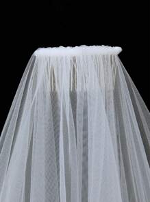 1pc Handmade Embroidered Edge Cute Ruffle Double Layer Bridal Wedding Veil Fall Clothes For Women