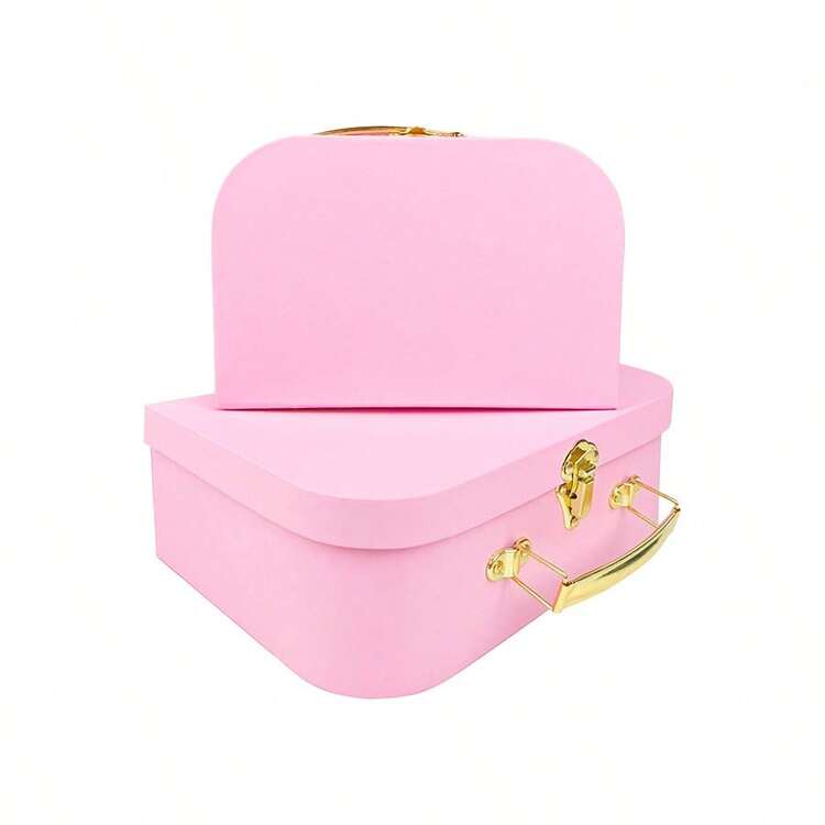 2Pcs Suitcase Gift Box Pink Storage Box Cosmetics Stationery And Jewelry Storage Birthday Gift Wrap Wedding Graduation Gift Wrapping Boxes School Supplies, Back To School - Multicolor - View 10