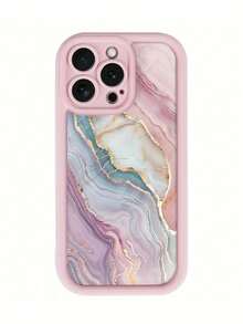 大理石纹彩绘凹面粉色加厚防震穿孔简约手机保护壳，适用于 的 Redmi 10、Redmi Note 11 4G、Redmi 11 Lite、A53、TPU A14/A23/S23 Ultra、S24、A14、A15、S23、A73、Redmi 手机壳防水防摔防刮